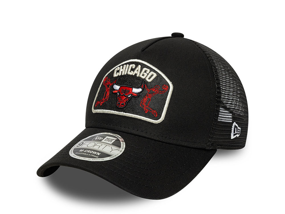 New Era Chicago Bulls Black 9Forty M Crown A Frame Trucker Snapback Hat