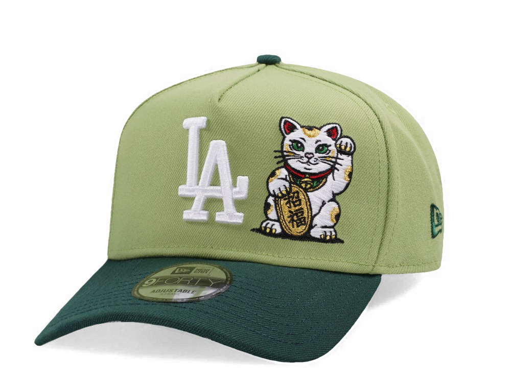 New Era Los Angeles Dodgers Japan Lucky Cat Matcha Two Tone Edition 9Forty A Frame Snapback Hat