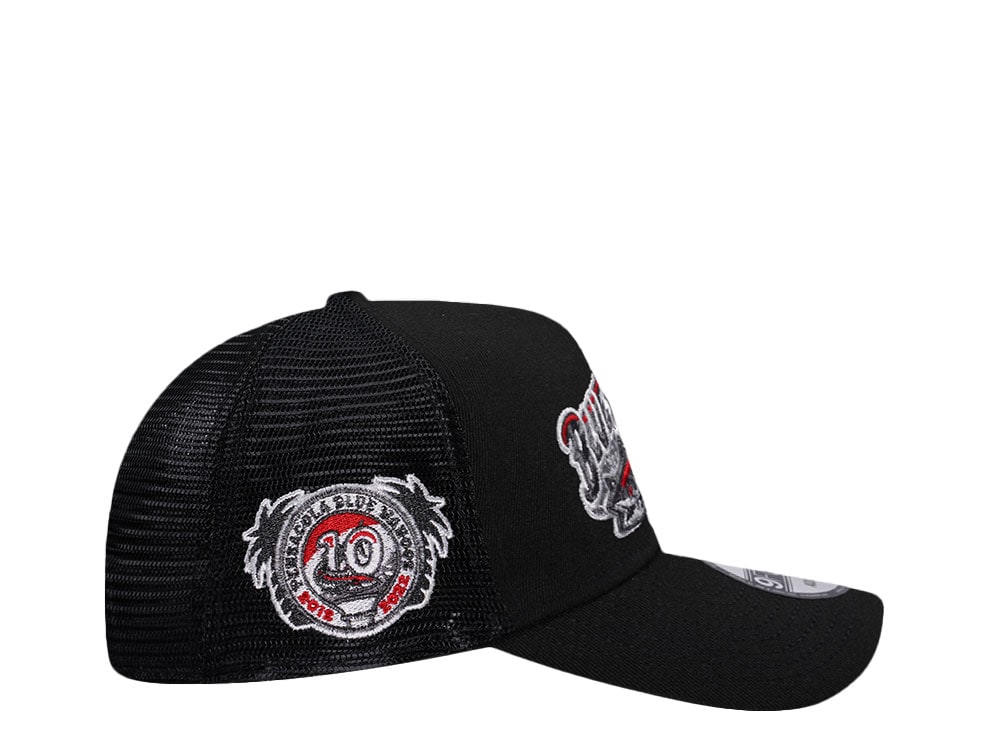 New Era Pensacola Blue Wahoos 10 Years Black Trucker Edition 9Forty A Frame Snapback Hat