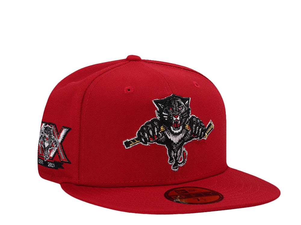 New Era Florida Panthers 20th Anniversary Metallic Scarlet Red Prime Edition 59Fifty Fitted Hat