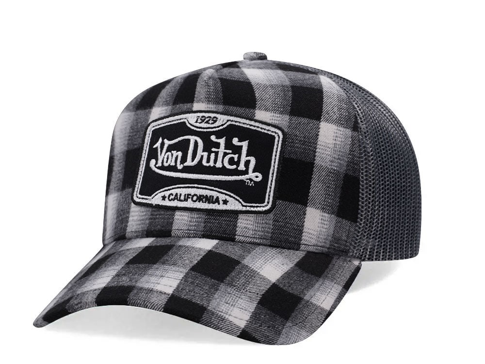 Von Dutch Square Patch Black White Trucker Snapback Hat