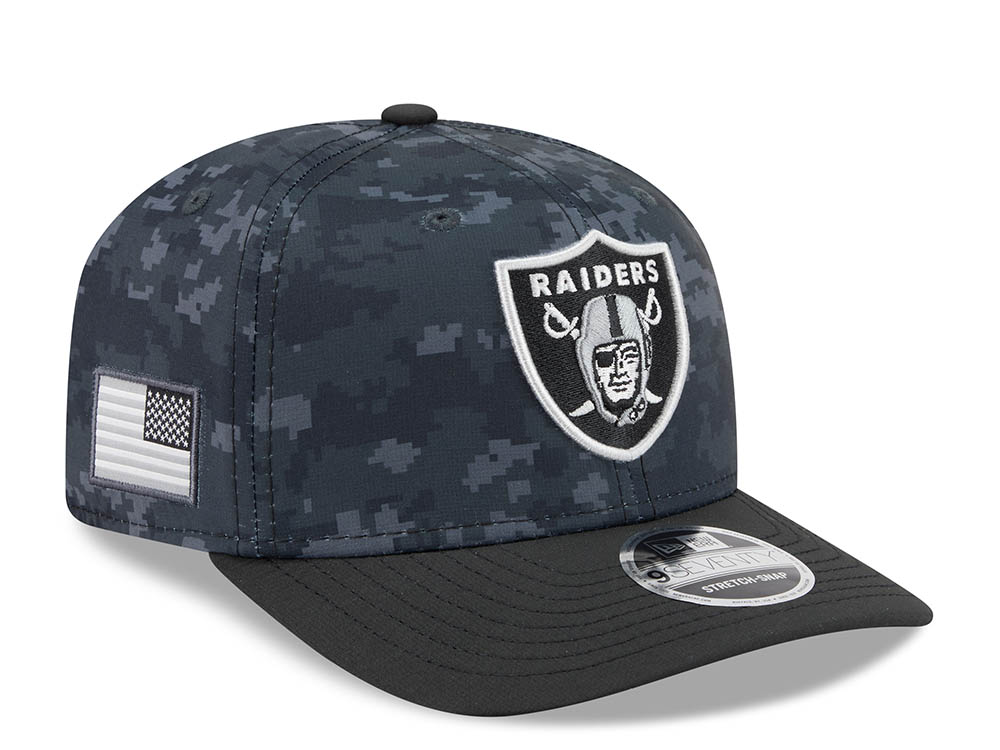 New Era Las Vegas Raiders NFL Salute to Service 2026 Digi Camo Black 9Seventy Stretch Snapback Hat