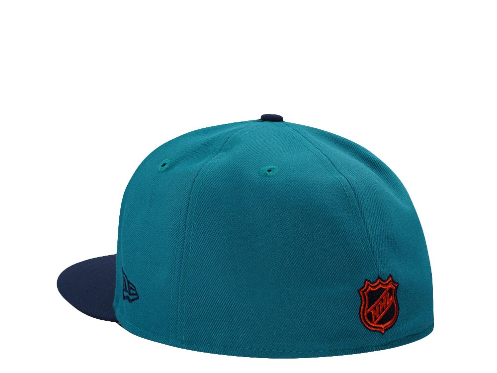 New Era San Jose Sharks 20th Anniversary Aqua Blue Two Tone Edition 59Fifty Fitted Hat