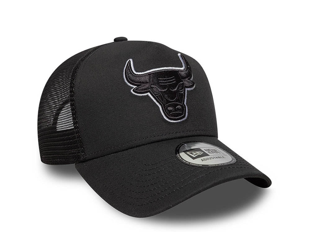 New Era Chicago Bulls Outline Black Edition 9Forty A Frame Trucker Snapback Hat