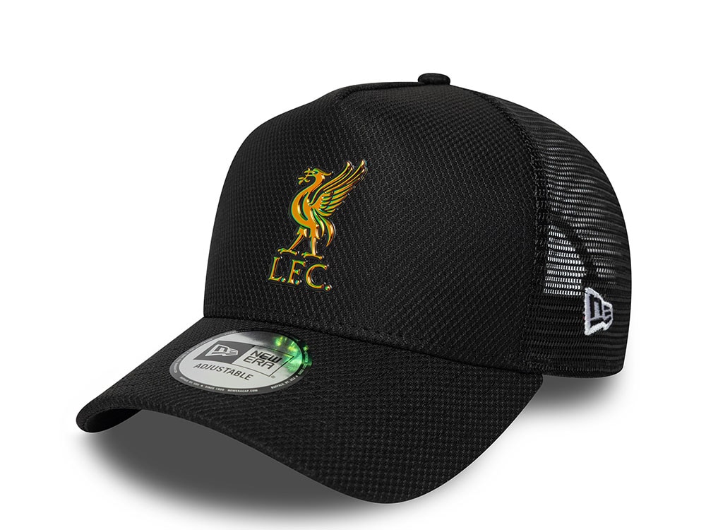 New Era Liverpool Fc Iridescent Logo Black Prime Edition 9Forty A Frame Trucker Snapback Hat