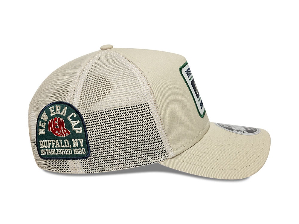 New Era Multi Patch Beige 9Forty M Crown A Frame Snapback Hat