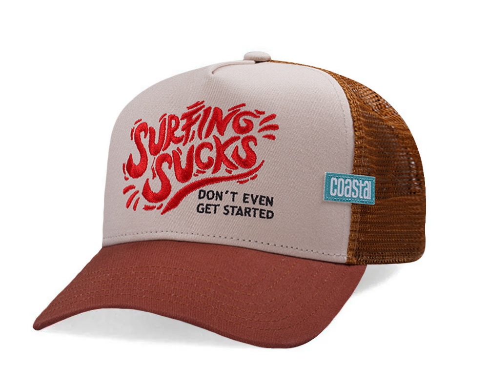 Djinns HFT Surfing Sucks White Coastal Edition Trucker Snapback Hat