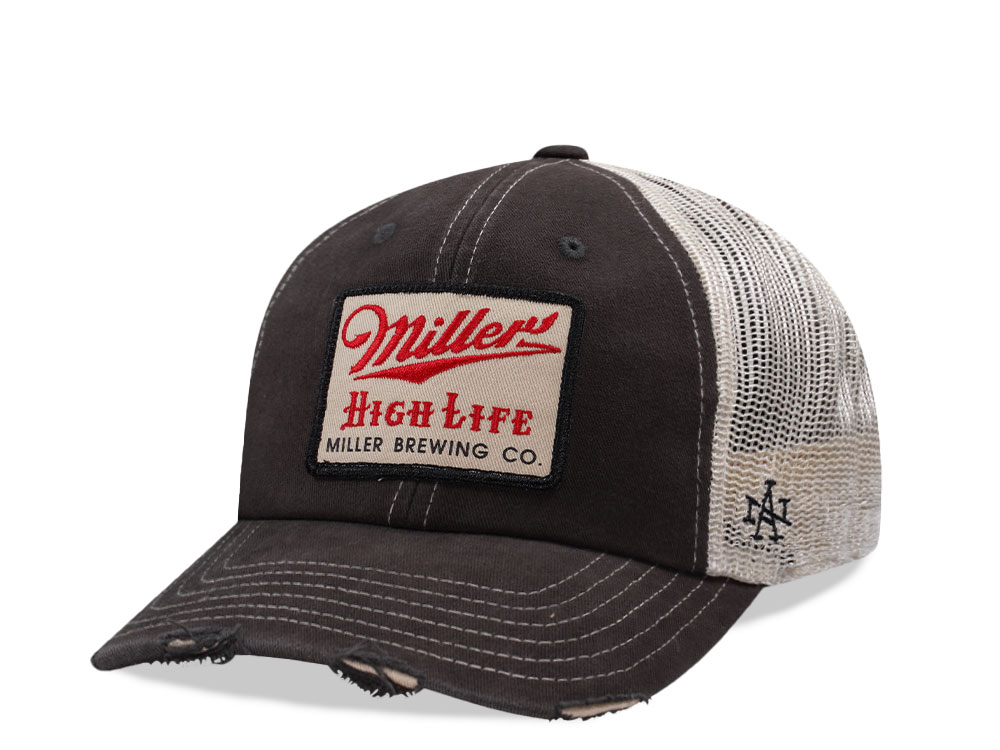 American Needle Miller High Life Black Orville Edition Trucker Snapback Hat
