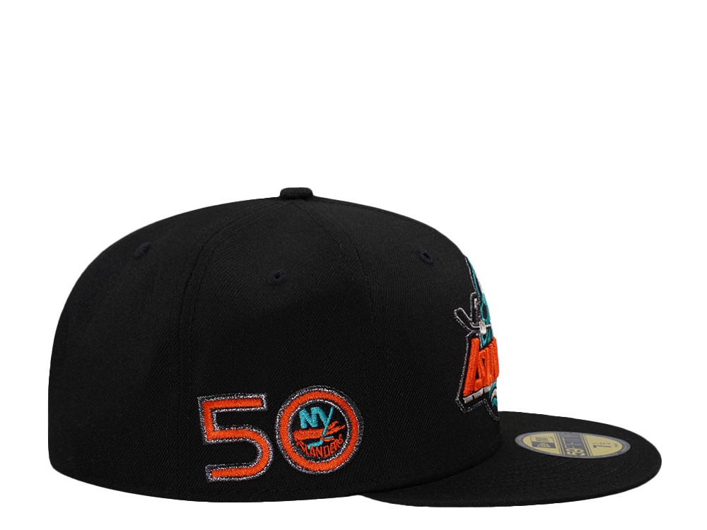 New Era New York Islanders 50th Anniversary Black Metallic Prime Edition 59Fifty Fitted Hat
