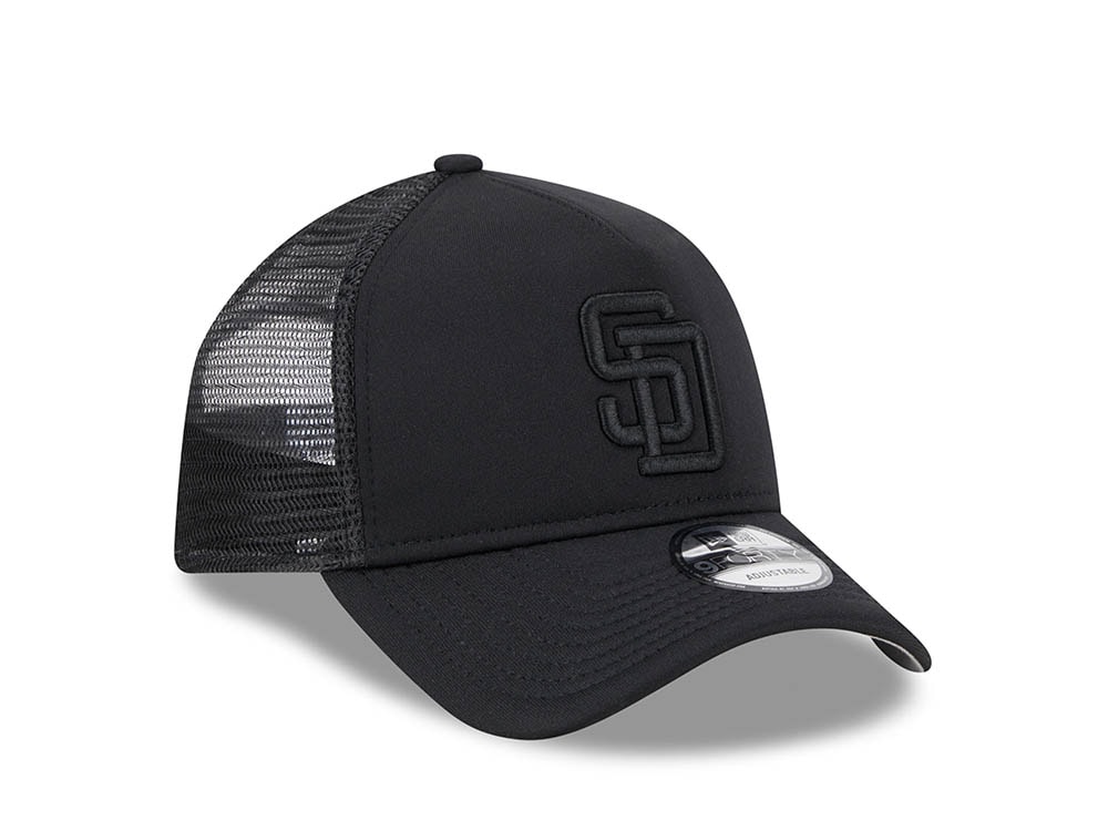 New Era San Diego Padres Black All Day 9Forty A Frame Trucker Snapback Hat
