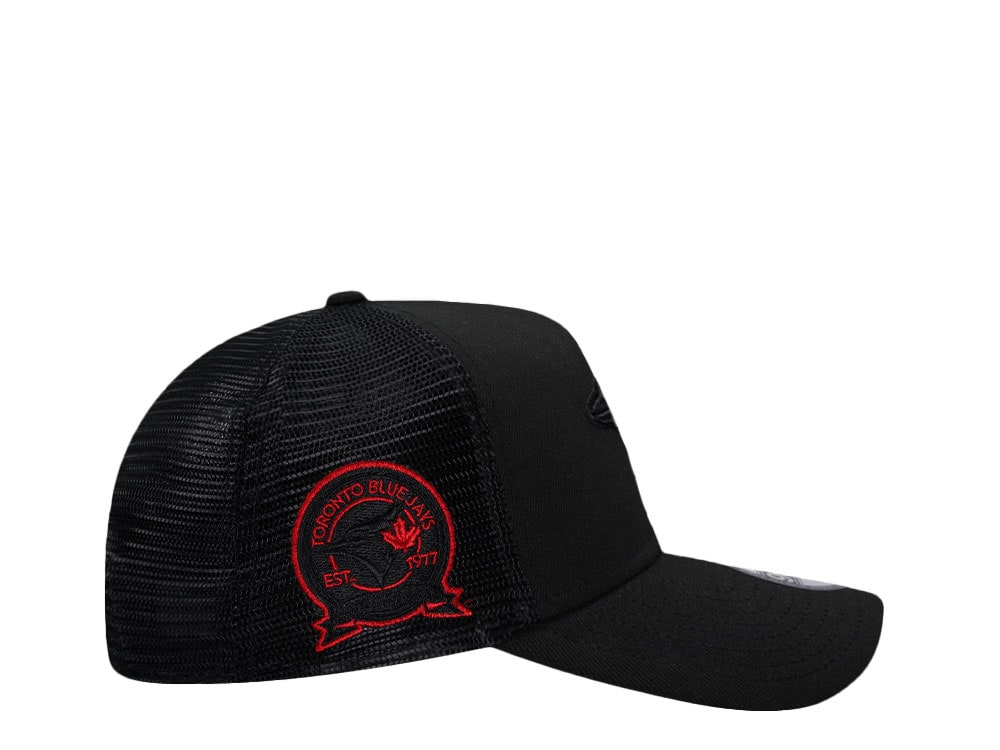 New Era Toronto Blue Jays Black Red 40th Anniversary Trucker 9Forty A Frame Snapback Hat