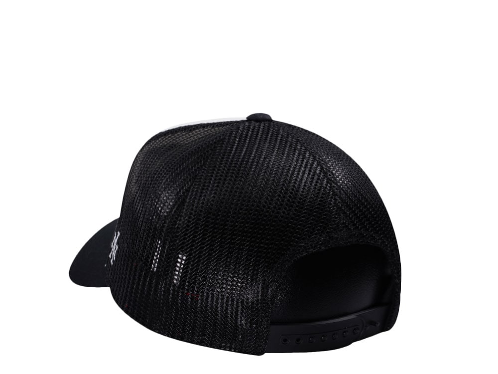 American Needle Miller High Life White And Black Valin Edition Trucker Snapback Hat