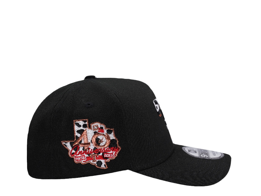 New Era Texas Rangers 40th Anniversary Cow Black Prime Edition 9Forty A Frame Snapback Hat