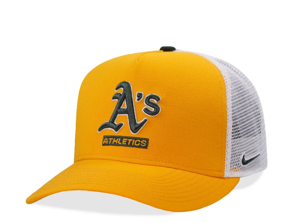 Nike Oakland Athletics Primetime Dri-Fit Rise Yellow Edition Trucker Snapback Hat
