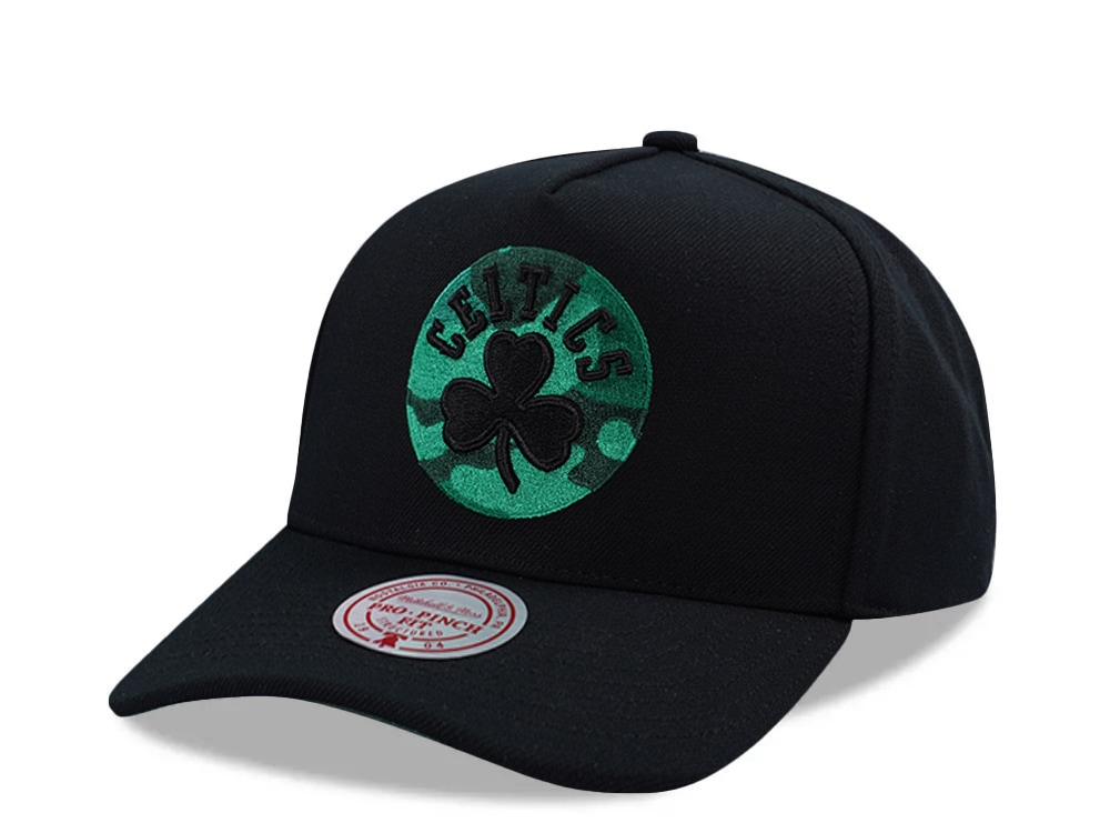 Mitchell & Ness Boston Celtics 404 Club Camo Black Edition Pro Pinch Fit Snapback Hat