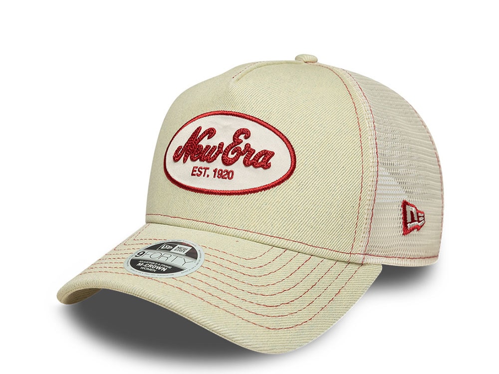 New Era Oval Patch Beige 9Forty Womens Trucker Snapback Hat