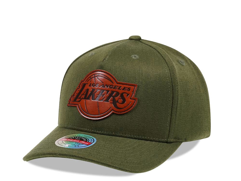 Mitchell & Ness Los Angeles Lakers Wood Leatherbadge Red Line Flex Snapback Hat