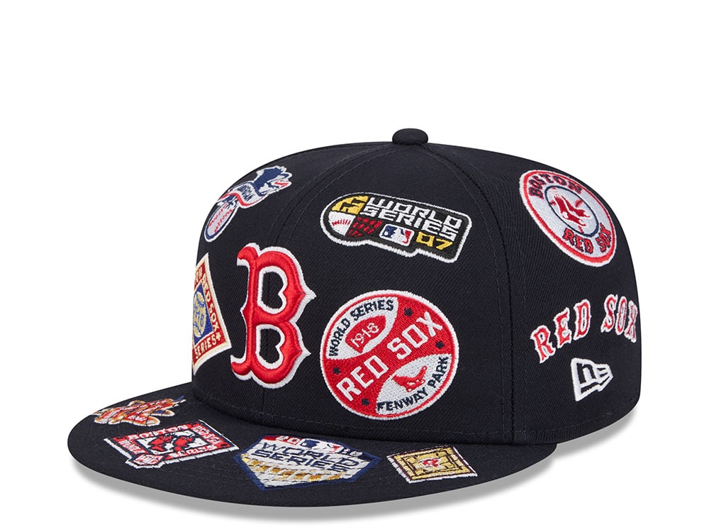 New Era Boston Red Sox All Over Navy Red 59Fifty Fitted Hat
