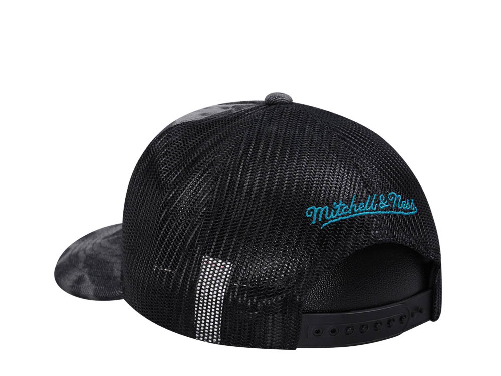 Mitchell & Ness Charlotte Hornets Burnt Ends Black Trucker Snapback Hat