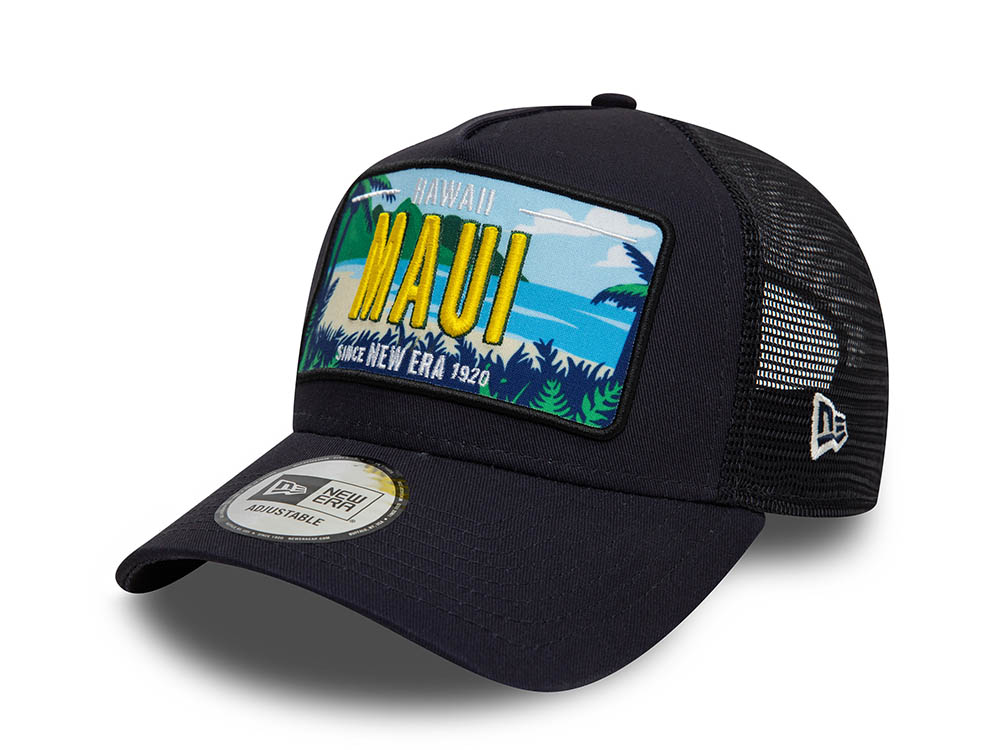 New Era Hawaii License Plate Navy 9Forty A Frame Trucker Snapback Hat