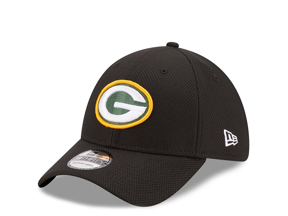 New Era Green Bay Packers Black 39Thirty Stretch Hat
