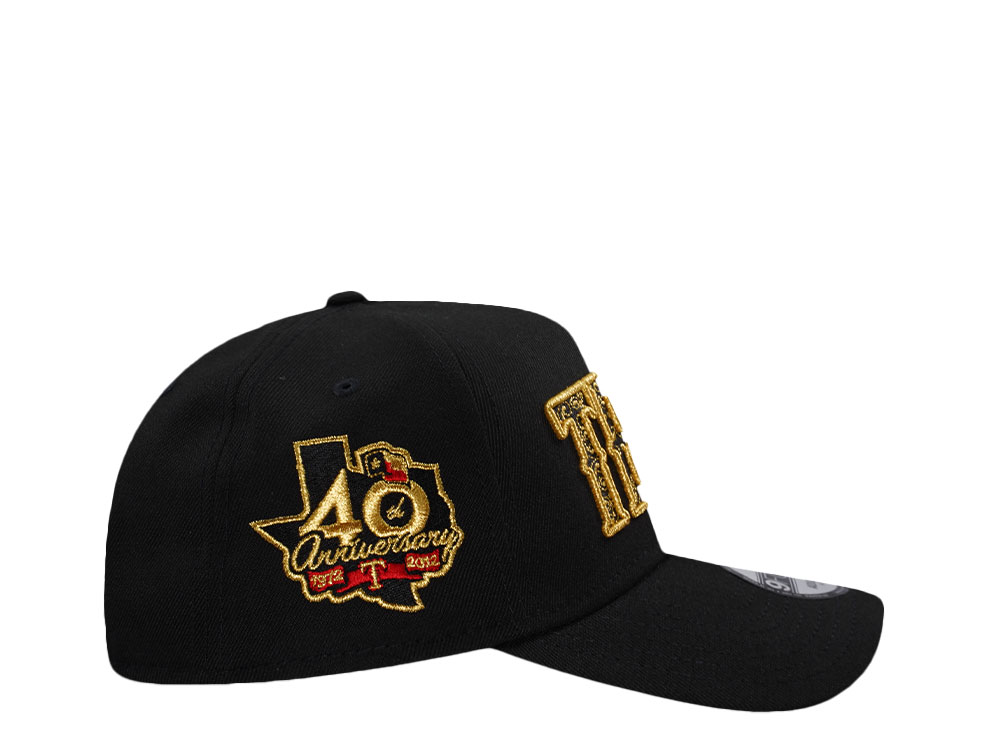 New Era Texas Rangers 40th Anniversary Metallic Black Prime Edition 9Forty A Frame Snapback Hat
