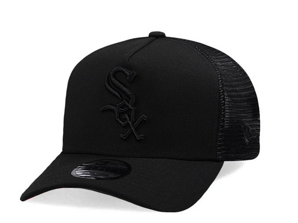 New Era Chicago White Sox Black On Black Edition 9Forty A Frame Trucker Snapback Hat