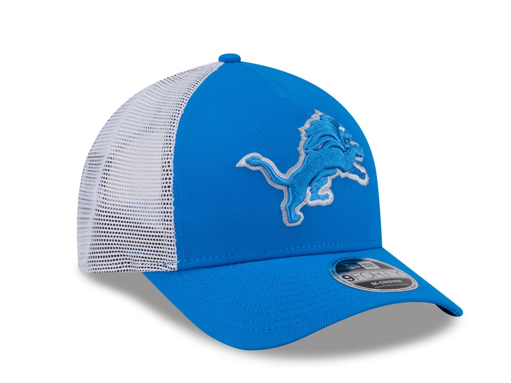 New Era Detroit Lions Official Team Color Edition 9Forty M Crown A Frame Trucker Snapback Hat