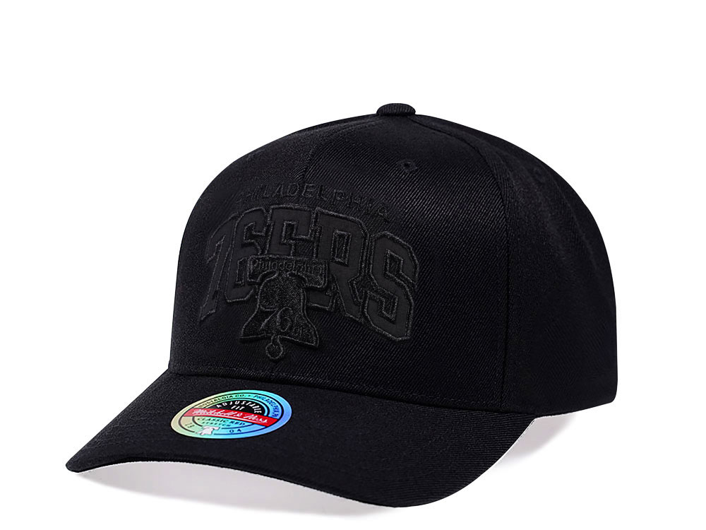 Mitchell & Ness Philadelphia 76ers Black Out Team Arch Red Line Flex Snapback Hat