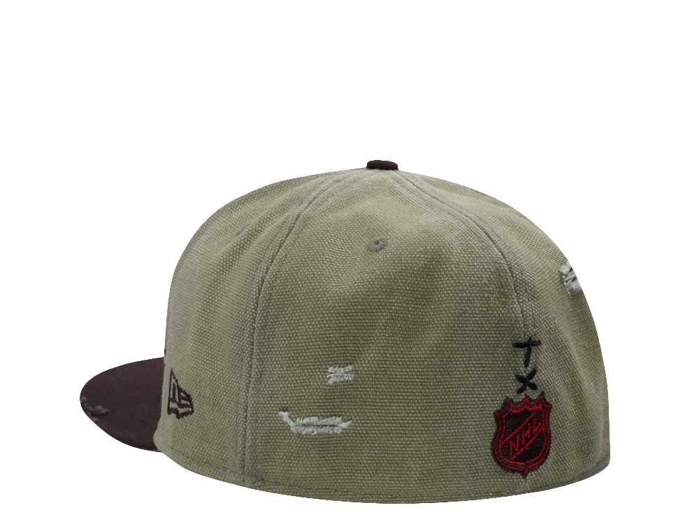 New Era Anaheim Ducks 10th Anniversary Washed Canvas Rifle Green Two Tone Horror Edition 59Fifty Fitted Hat