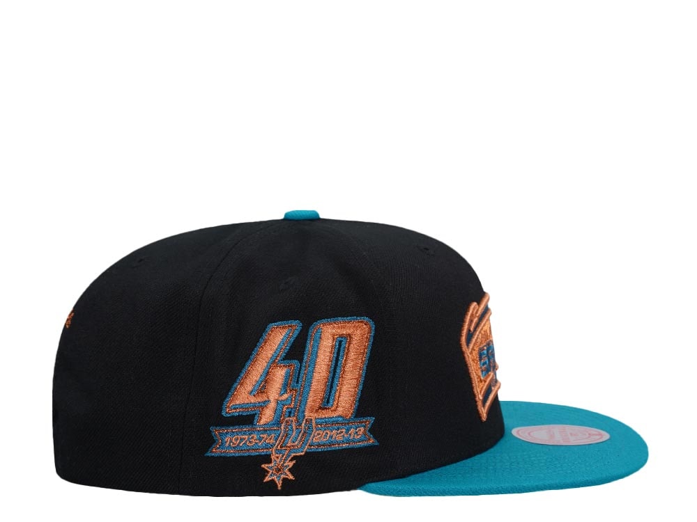 Mitchell & Ness San Antonio Spurs 40th Anniversary Make Cents Black Two Tone Hardwood Classic Snapback Hat