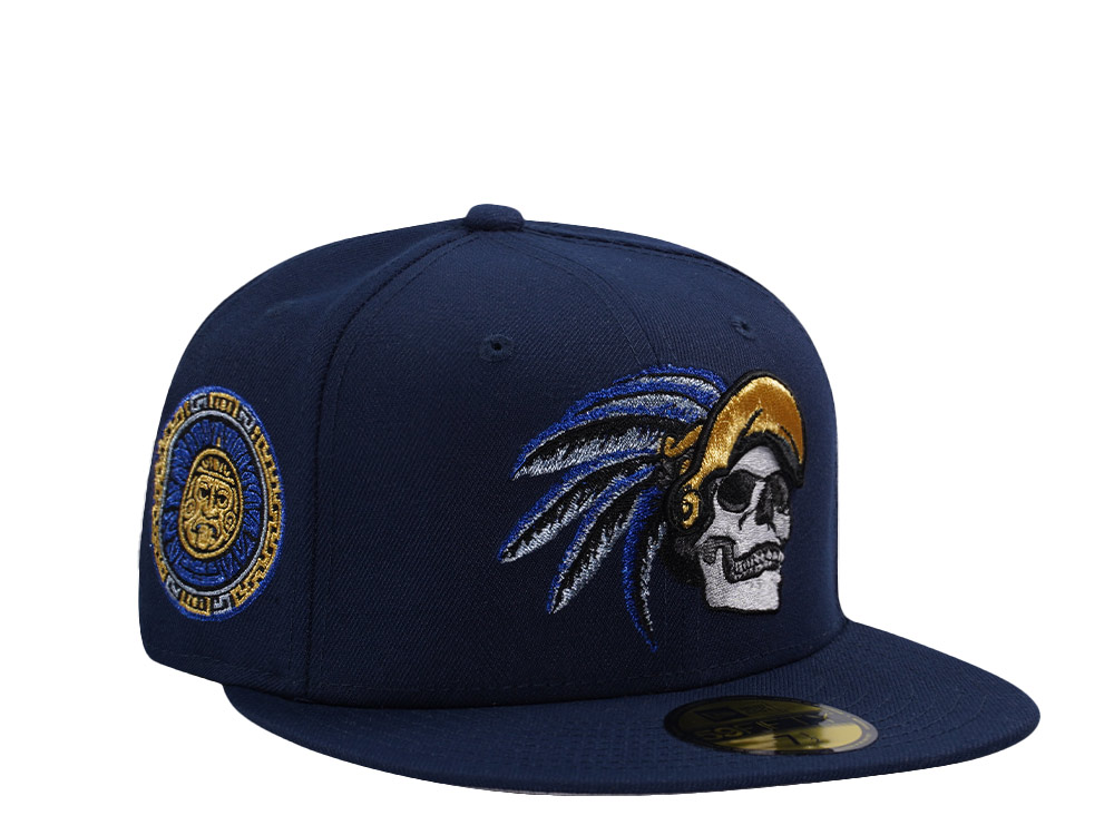 New Era Mexico Aztec Skull Ocean Blue Prime Edition 59Fifty Fitted Hat