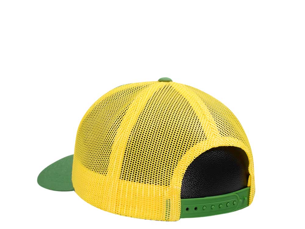 John Deere Logo Mesh Yellow Green Trucker Snapback Hat
