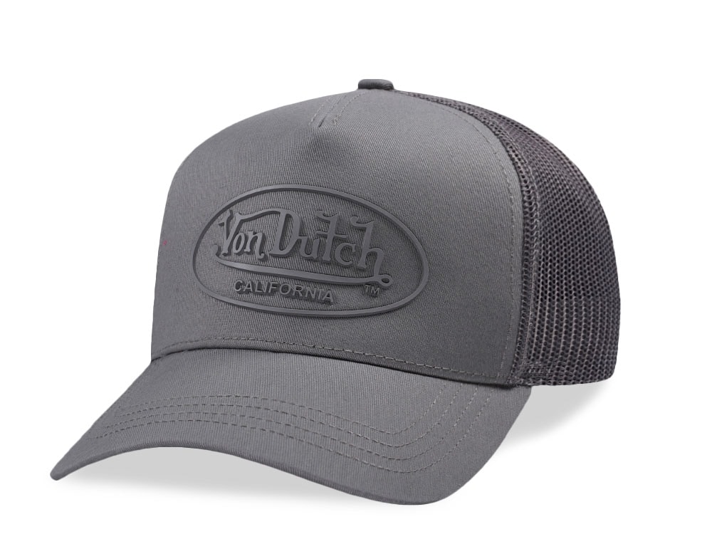 Von Dutch Rubber Logo Gray Edition Trucker Snapback Hat