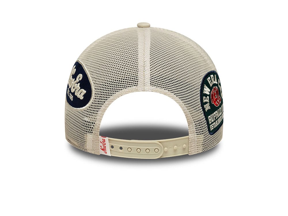 New Era Multi Patch Beige 9Forty M Crown A Frame Snapback Hat