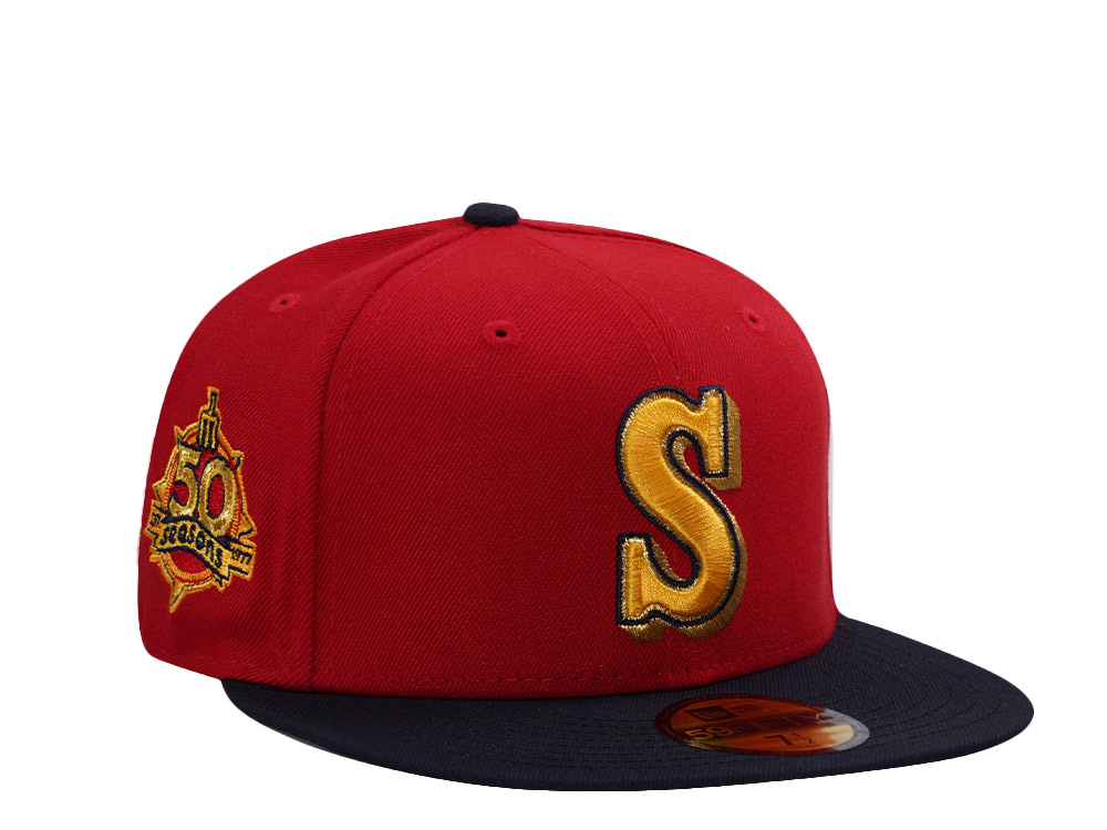 New Era Seattle Mariners 50th Anniversary Scarlet Two Tone Edition 59Fifty Fitted Hat