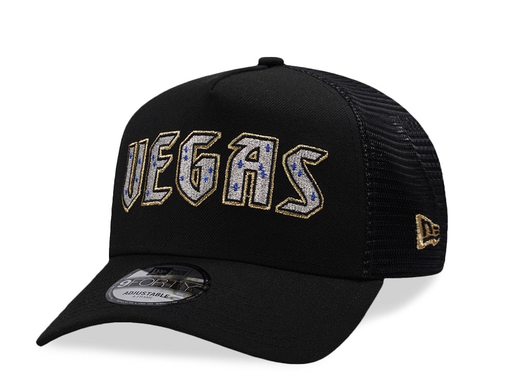 New Era Vegas Golden Knights Black Prime Edition 9Forty A Frame Trucker Snapback Hat