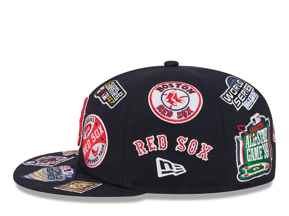New Era Boston Red Sox All Over Navy Red 59Fifty Fitted Hat