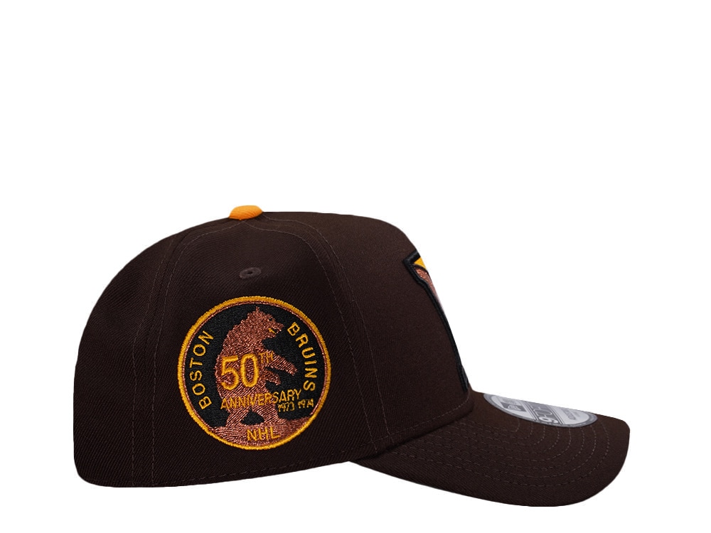 New Era Boston Bruins 50th Anniversary Burnt Wood Prime Edition 9Forty A Frame Snapback Hat