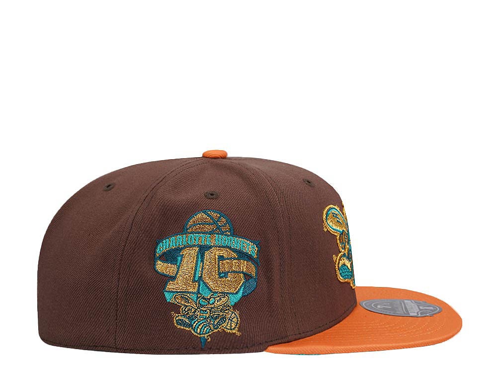 Mitchell & Ness Charlotte Hornets 10th Anniversary Copper Top Hardwood Classic Dynasty Fitted Hat