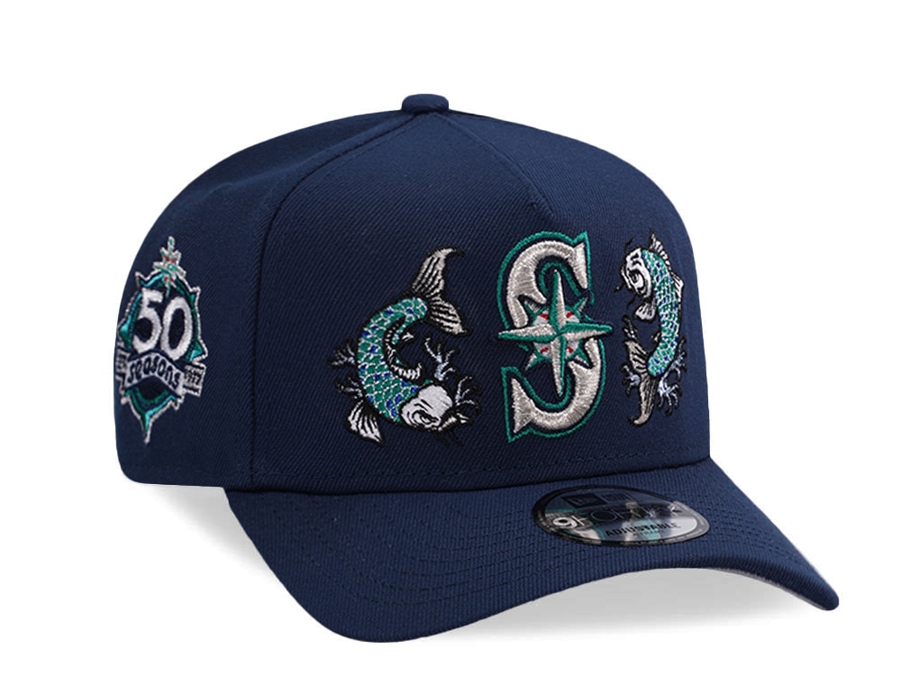 New Era Seattle Mariners 50th Anniversary Ocean Blue Prime Edition 9Forty A Frame Snapback Hat