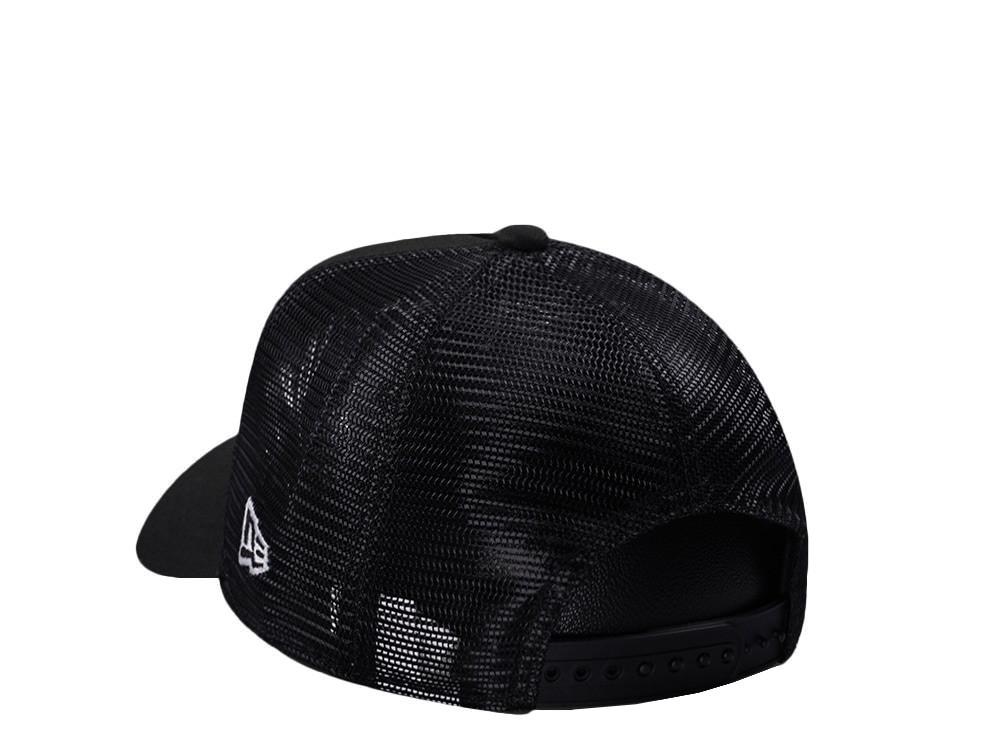 New Era New York Yankees Micro Logo Black Edition 9Forty A Frame Trucker Snapback Hat