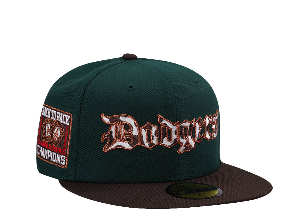 New Era Los Angeles Dodgers Back to Back World Series Dark Green Two Tone Edition 59Fifty Fitted Hat