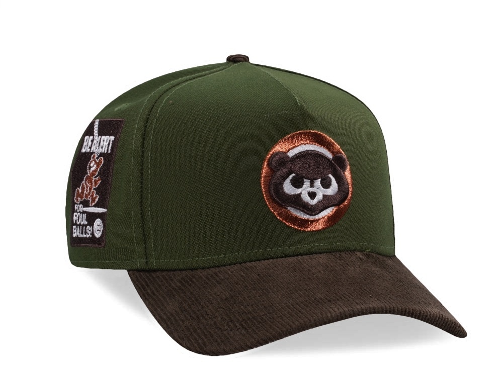 New Era Chicago Cubs Be Alert Rifle Green Walnut Corduroy Two Tone Edition 9Forty A Frame Snapback Hat