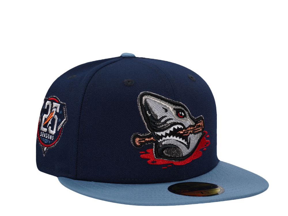 New Era Myrtle Beach Pelicans 25 Seasons Ocean Blue Two Tone Edition 59Fifty Fitted Hat