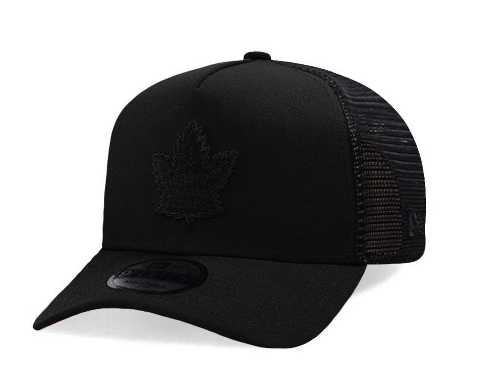 New Era Toronto Maple Leafs Black Prime Edition 9Forty A Frame Trucker Snapback Hat