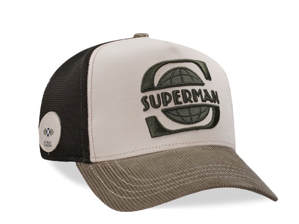 Capslab Superman World Beige Trucker Snapback Hat