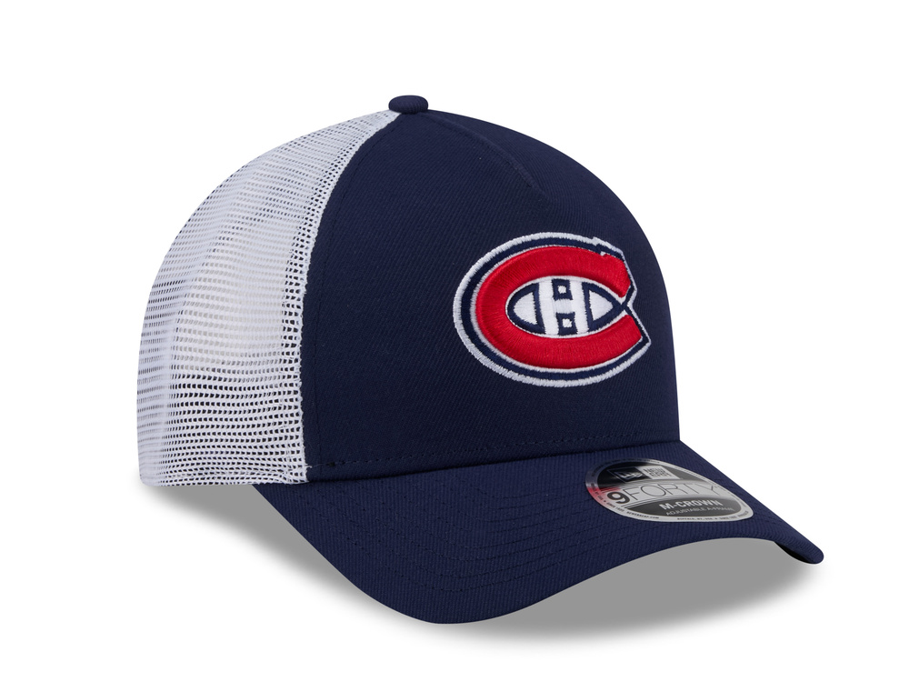 New Era Montreal Canadiens Official Team Color Edition 9Forty M Crown A Frame Trucker Snapback Hat