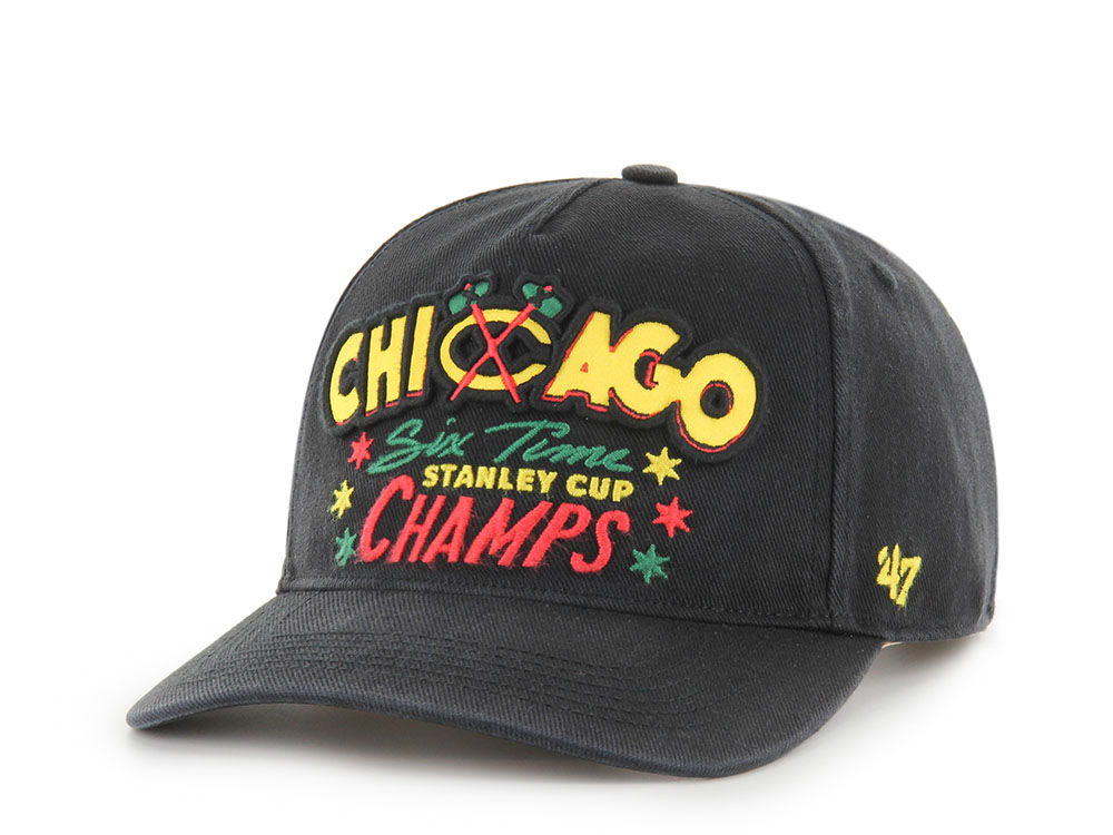 47Brand Chicago Blackhawks Vintage Stanley Black Charlton Edition Hitch Snapback Hat