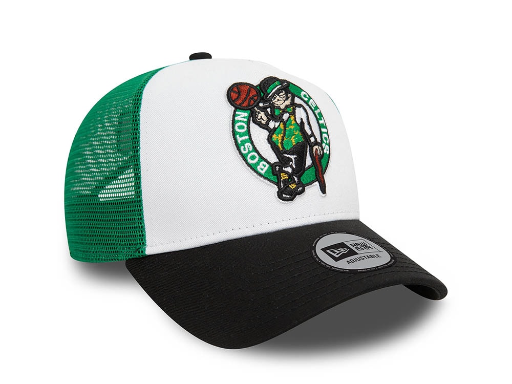 New Era Boston Celtics White 9Forty Trucker A Frame Snapback Hat